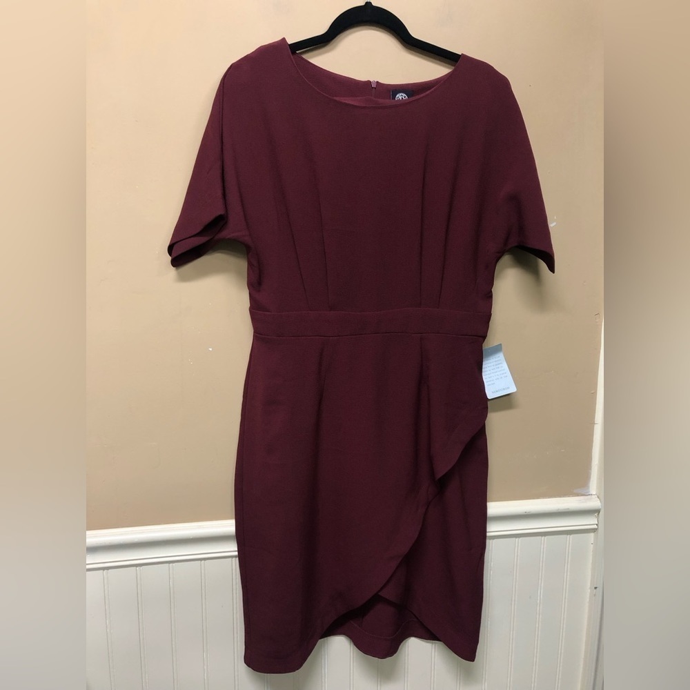 Bobeau Maroon Short Sleeve Dress Size L NWT
